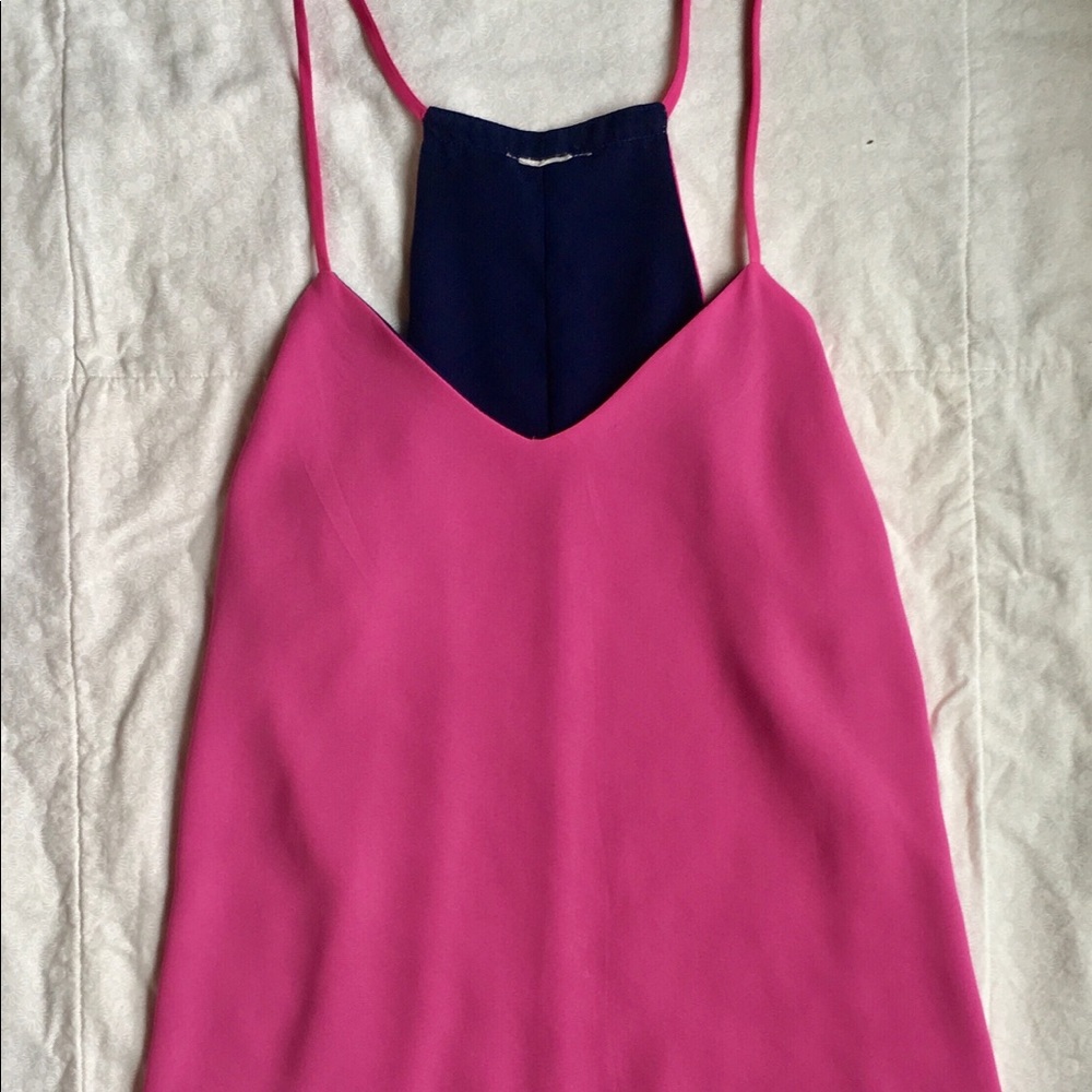 Pink and Navy Racerback Tank Top